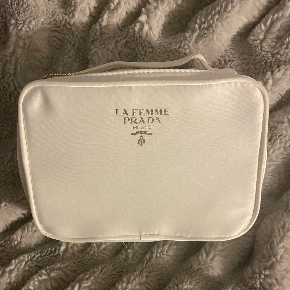 PRADA WHITE SMALL COSMETIC BAG!